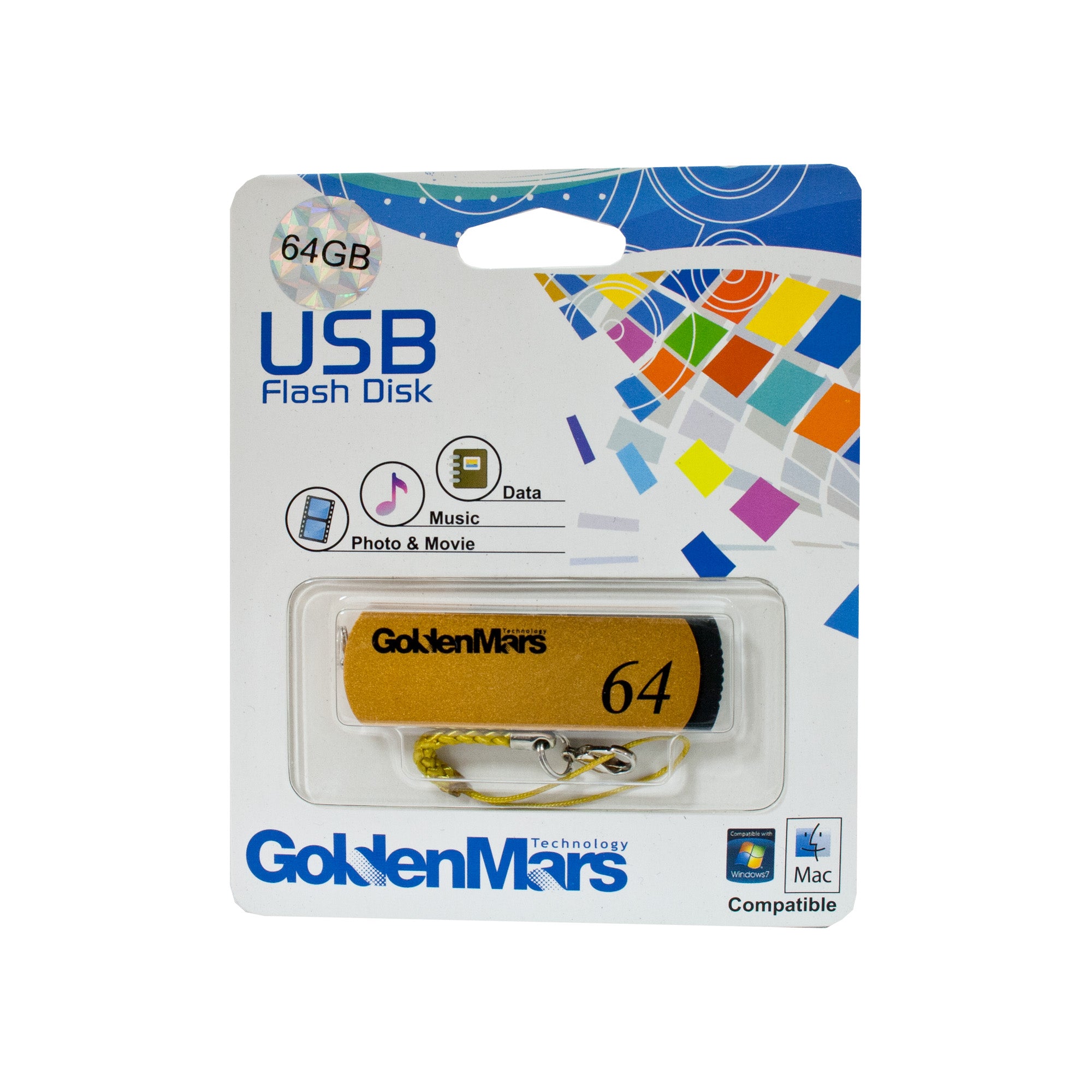 GOLDEN MARS USB 2.0 FLASH DRIVE 64GB GOLD