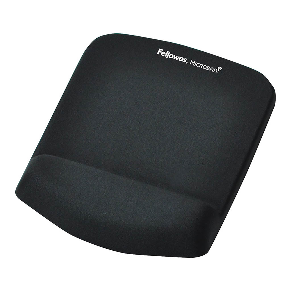 Fellowes Mouse Pad & Wrist Rest - Plush Touch - Lycra - Black