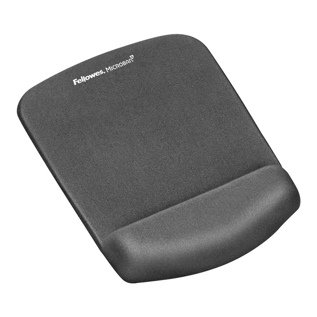 Fellowes Mouse Pad & Wrist Rest - Plush Touch - Lycra - Graphite