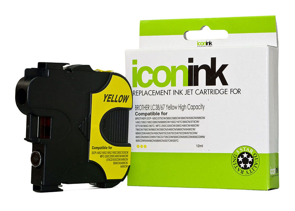 Icon Compatible Brother LC38/LC67 Yellow Ink Cartridge HY 325 pages