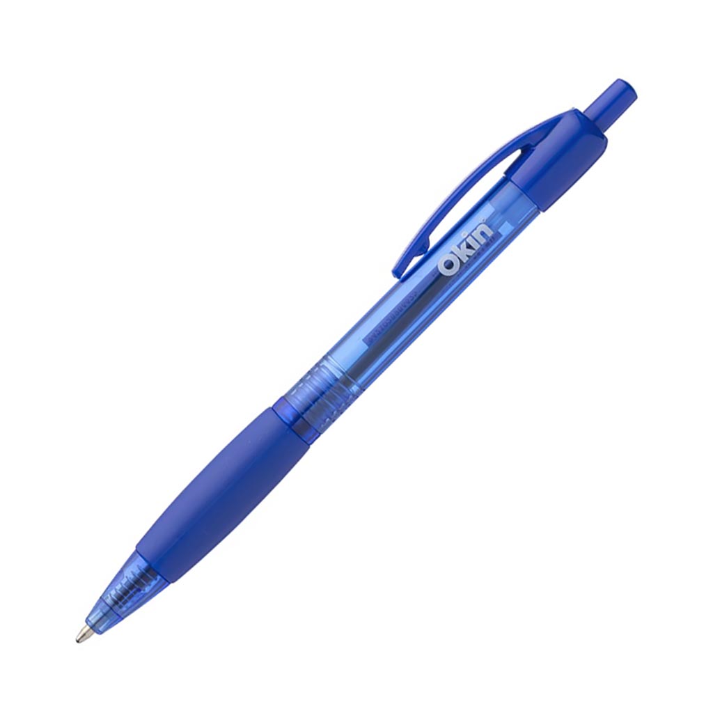 Okin Ballpoint Retractable Pen with Grip Blue (Pack of Ten)