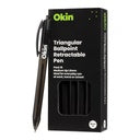 Okin Ballpoint Retractable Pen Triangular Black (Pack of 10)