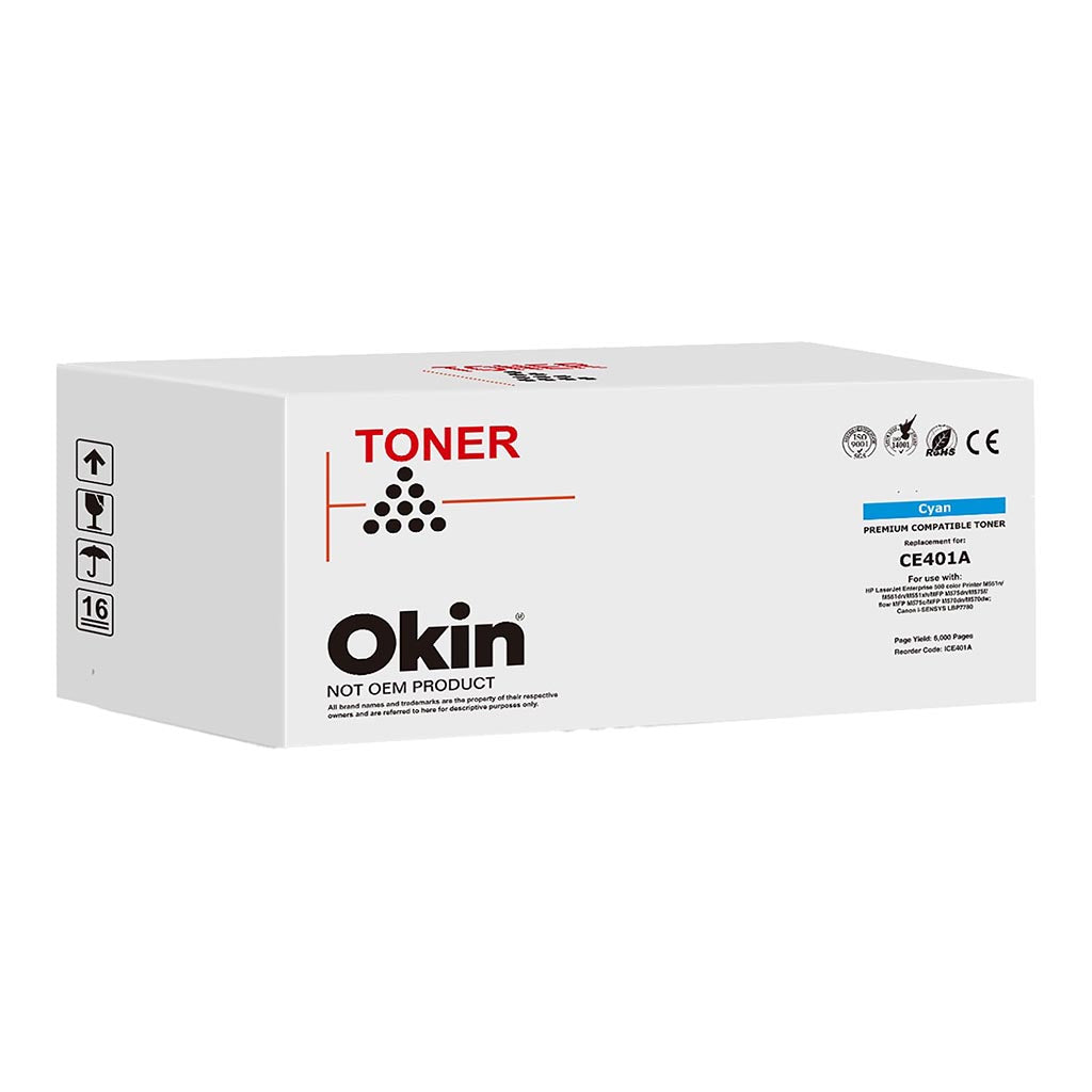 Okin Compatible HP CE401A CE251A Cyan Toner Cartridge (507A)