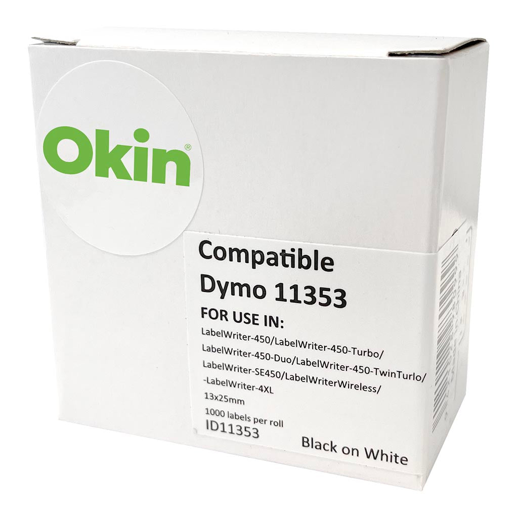 Okin Compatible Dymo LW Labels 25x13mm 1000 Roll