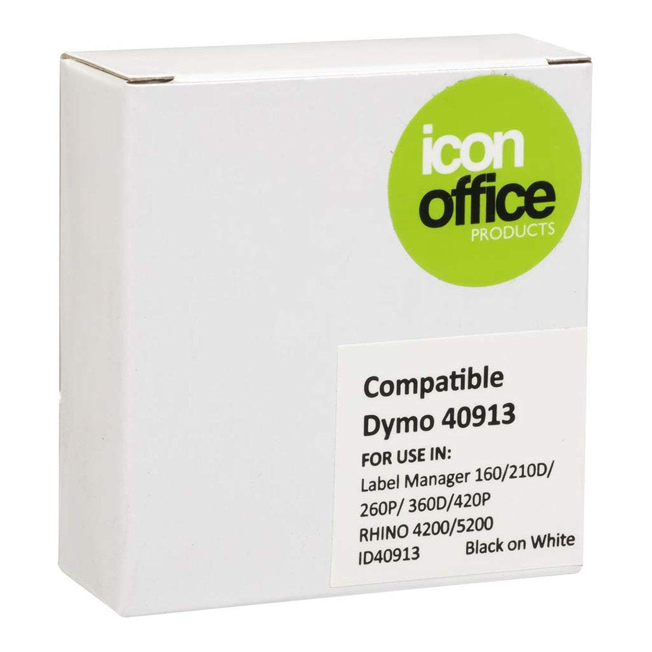 Icon Compatible Dymo 9mm D1 Tape Black on White - 7M