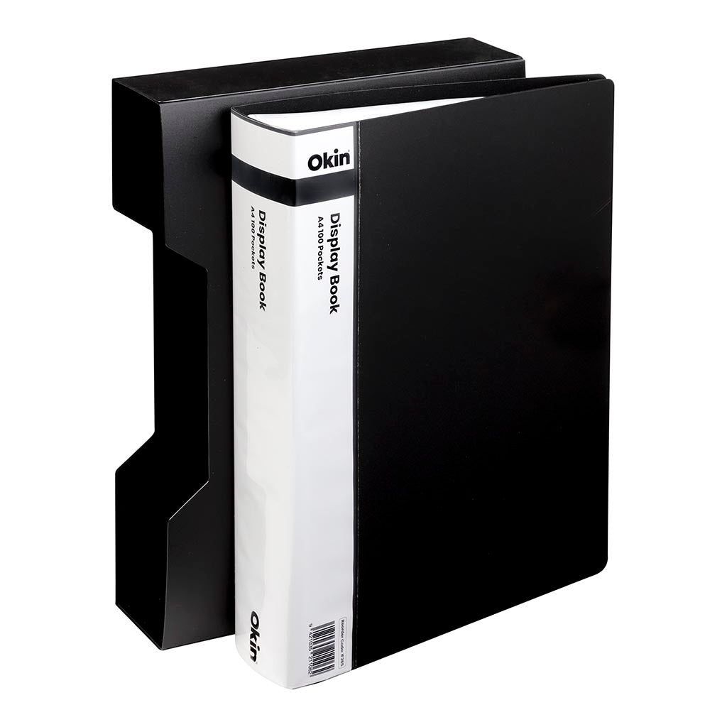 Okin Display Book A4 with Insert Spine 100 Pocket with Case Black