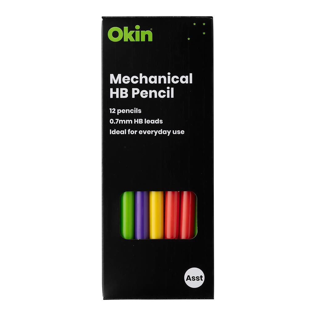 Okin Mechanical Pencil HB 0.7mm Assorted (Pack of 12)