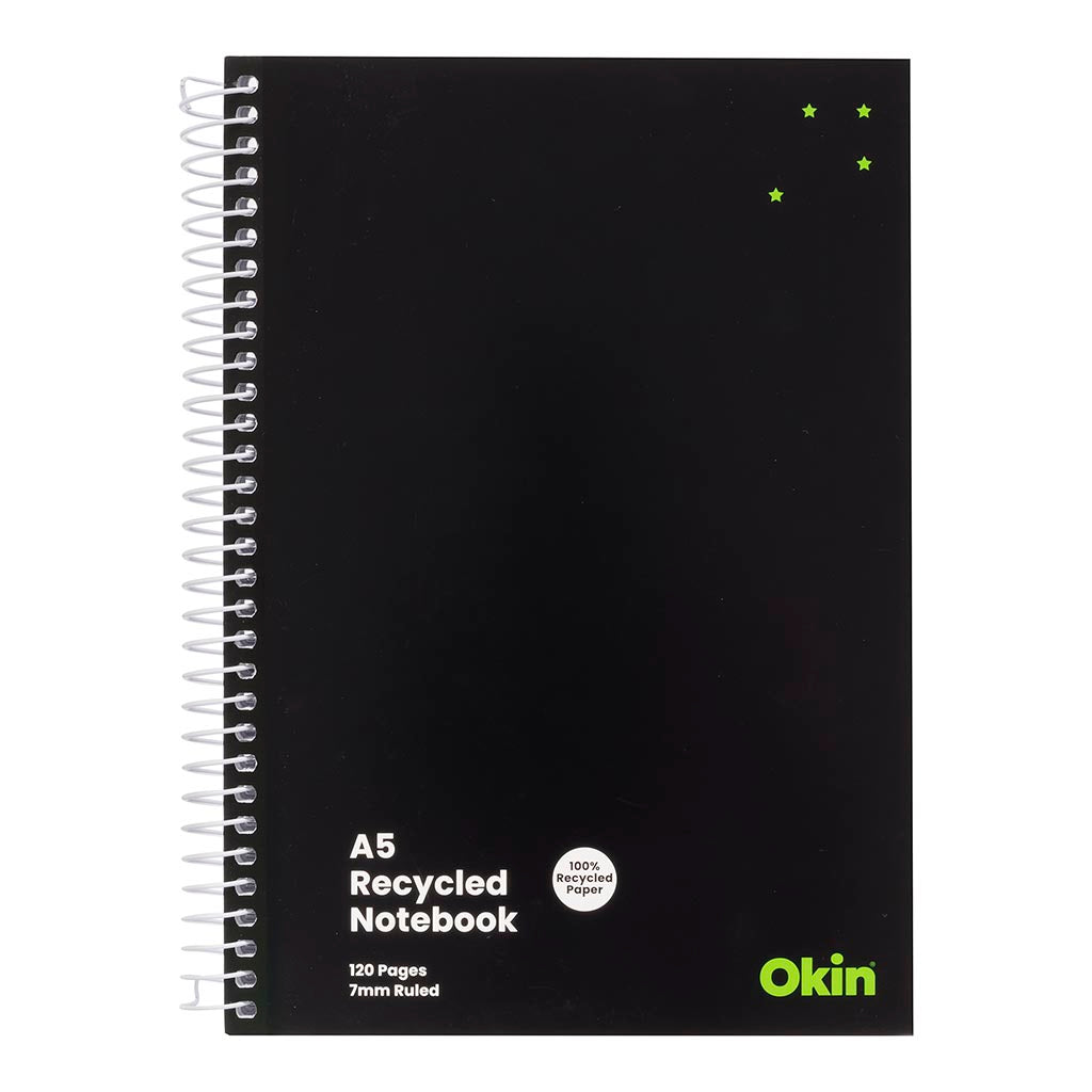Okin Spiral Notebook A5 Soft cover 120 pg 100% Rec FSC Mix*