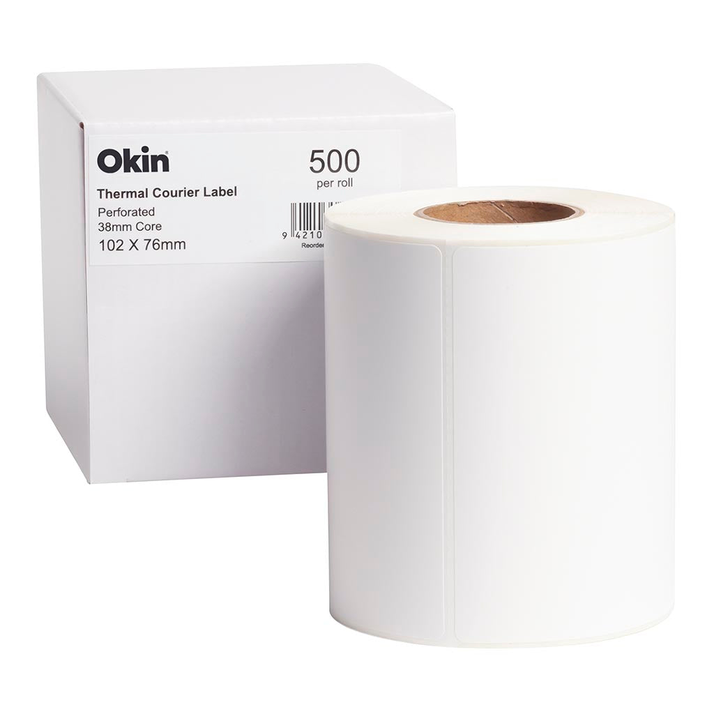 Okin Thermal Courier Label Perforated 102x76mm 500 Labels