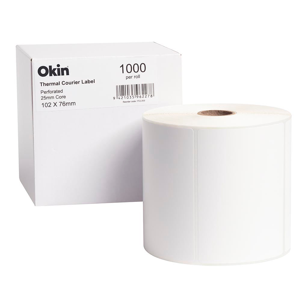 Okin Thermal Courier Label Perforated 102x76mm 1000 Labels