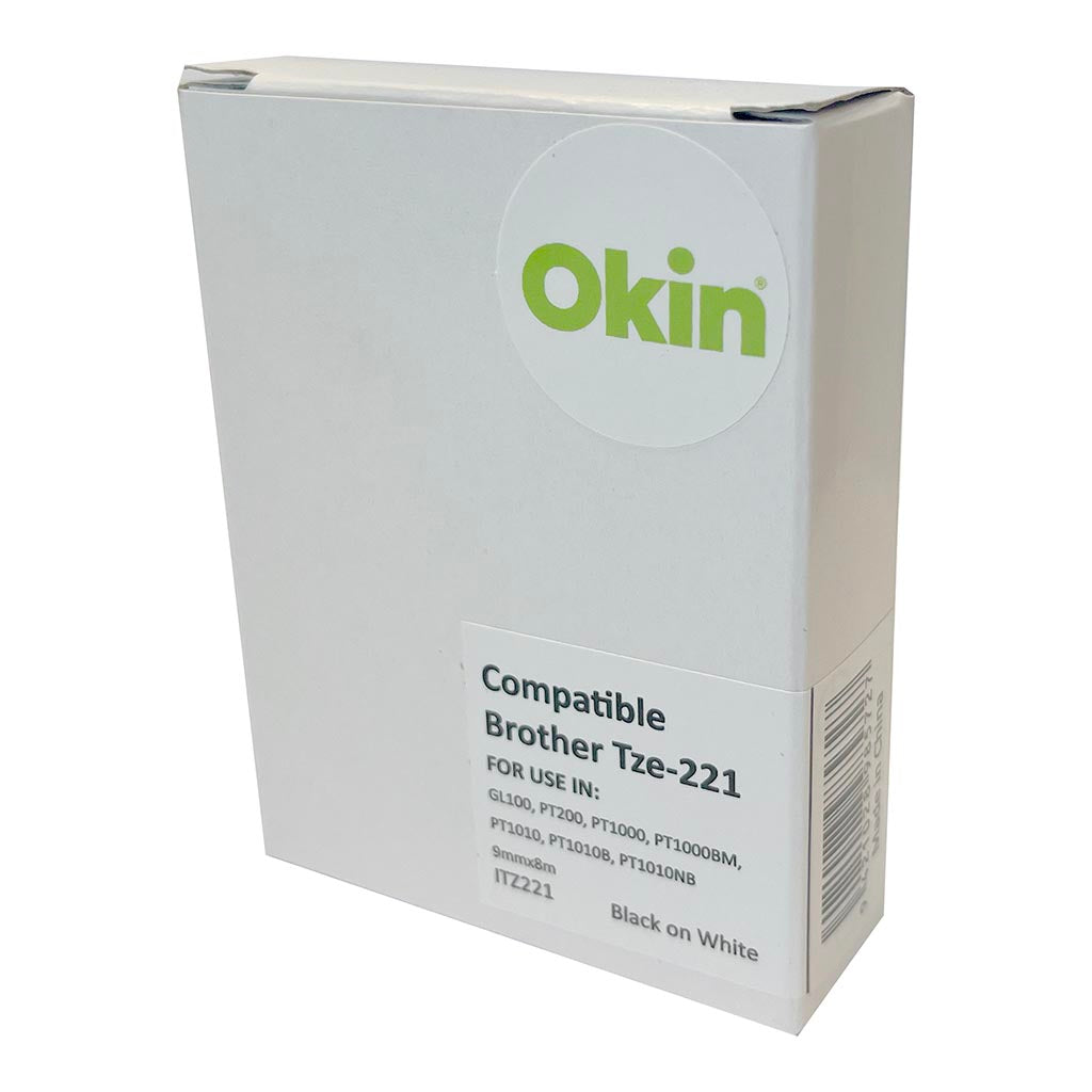 Okin Compatible Brother TZ Tape 9mm Black on White