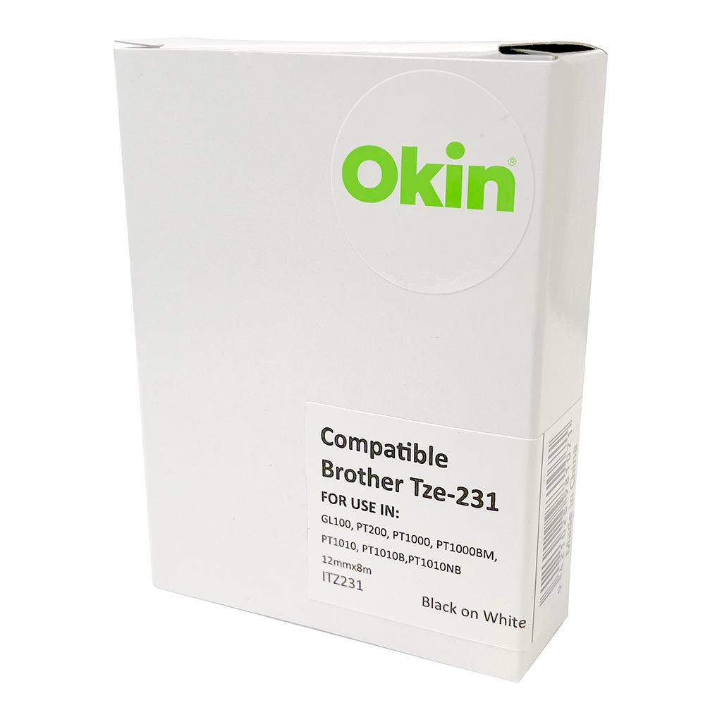 Okin Compatible Brother TZ Tape 12mm Black on White