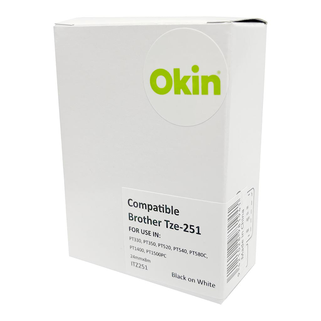 Okin Compatible Brother TZ Tape 24mm Black on White