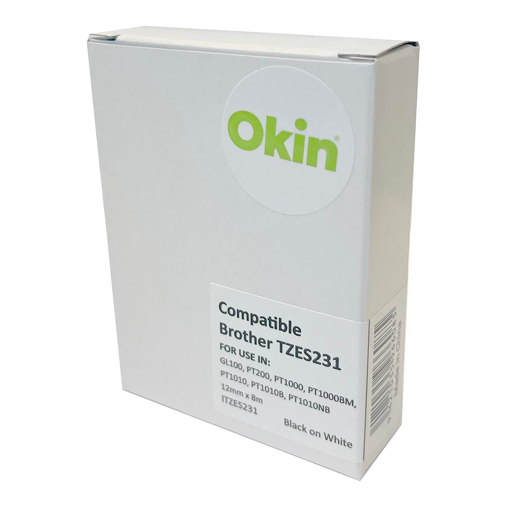 Okin Compatible Brother Strong TZ Tape 12mm Black on White