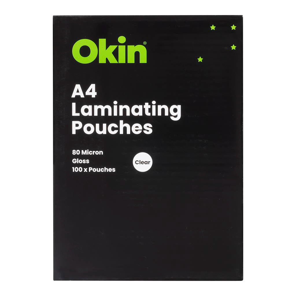 Okin Laminating Pouches A4 Gloss 80mic, Pack of 100