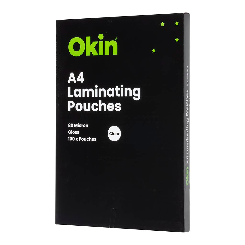 Okin Laminating Pouches A4 Gloss 80mic, Pack of 100