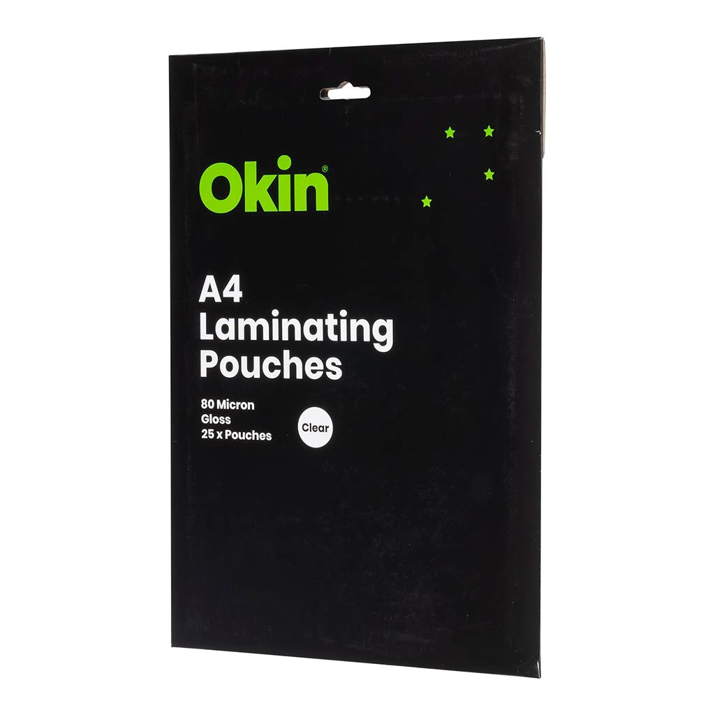 Okin Laminating Pouches A4 Gloss 80mic, Pack of 25
