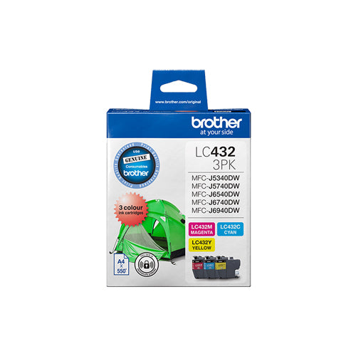 Brother LC432 C,M,Y Ink Cartridge Value Pack