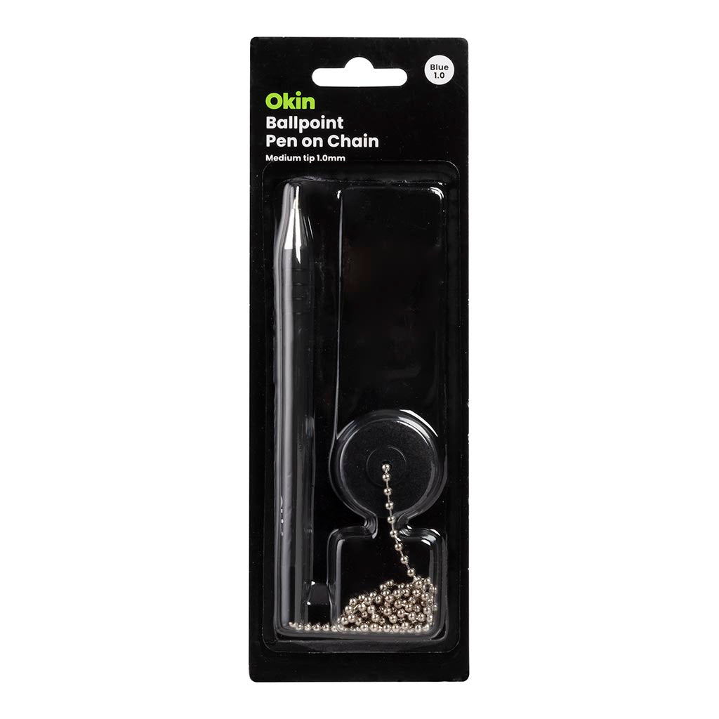 Okin Ballpoint Pen on Chain Blue