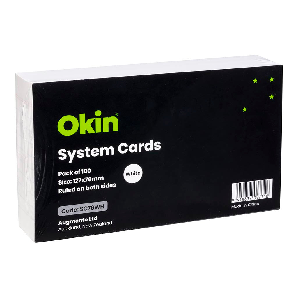 Okin System Cards 76x127mm White, Pack of 100