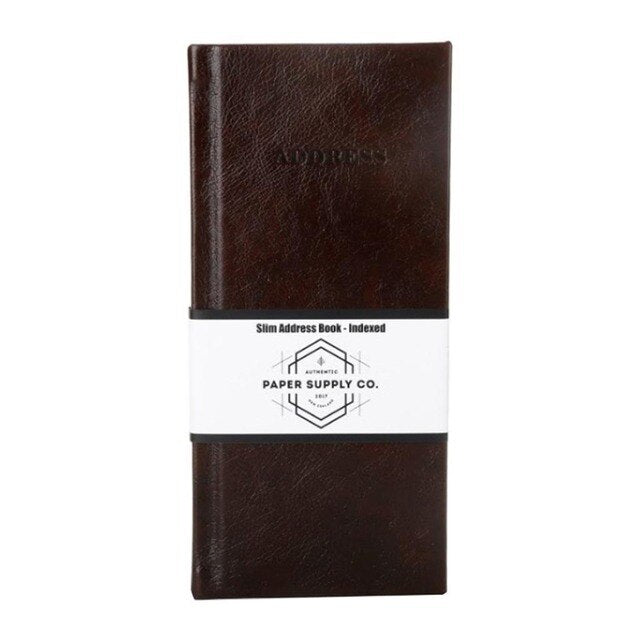 OSC Citta Address Book Vintage Slimline Brown 85mm W x 185mm H