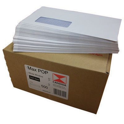 Candida MaxPOP Banker Window Envelope Self Seal 7111 120mm x 235mm White Box of 500