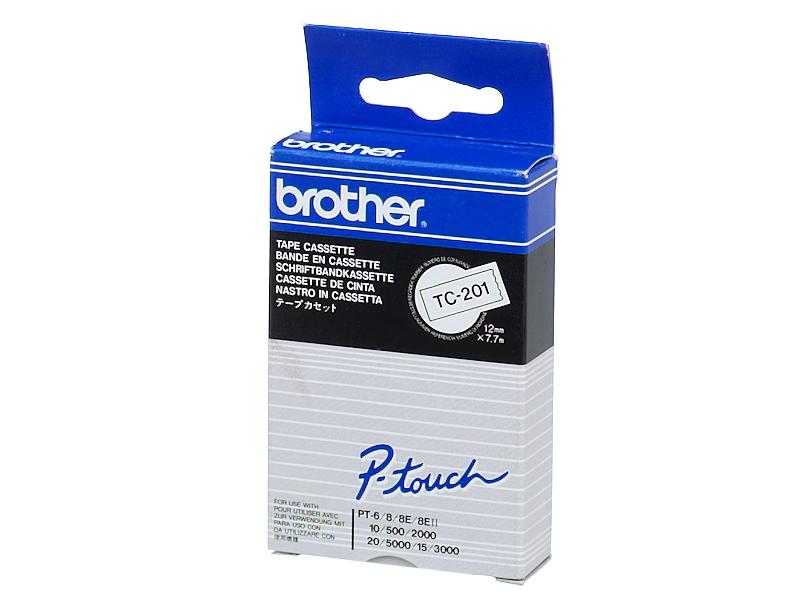 Brother TC-201 12mm Tape Black On White (TC201)
