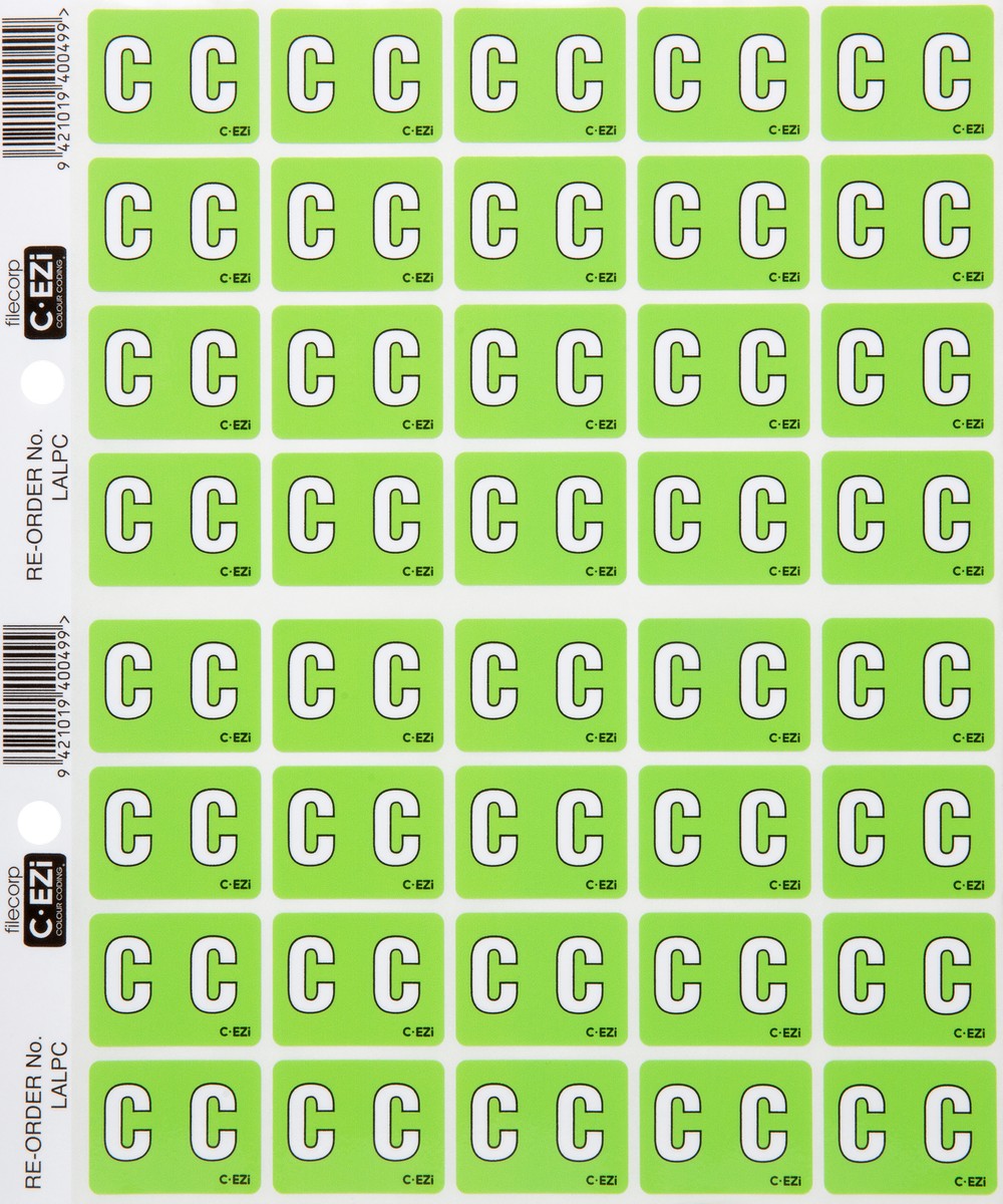 Filecorp C-Ezi Alpha Lateral Labels Letter C 24mm Sheet of 40