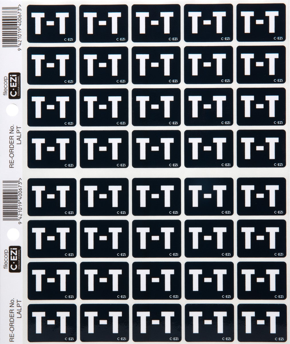 Filecorp C-Ezi Alpha Lateral Labels Letter T 24mm Sheet of 40