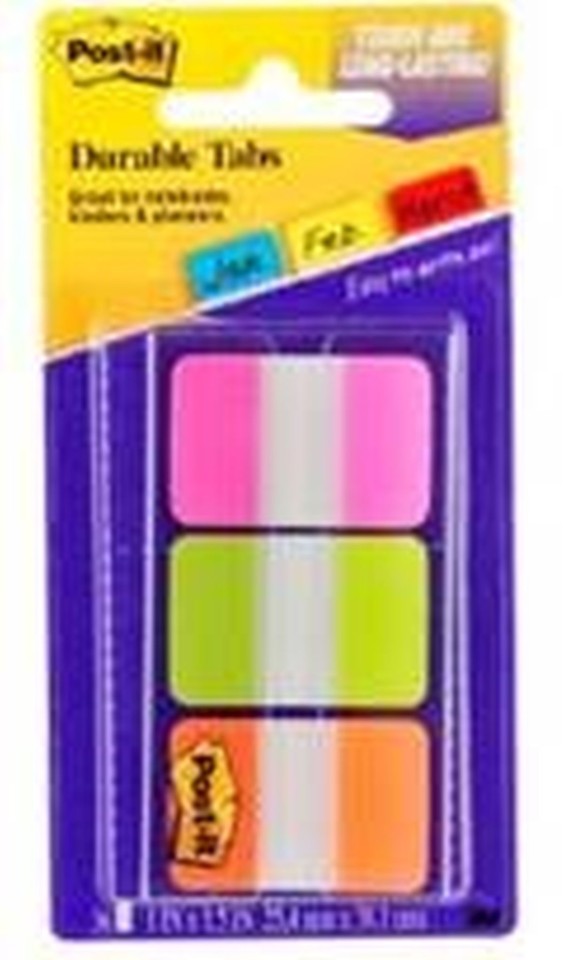 Post-It Tabs 25.4 x 38.1mm 36 Tabs Assorted Pack 3