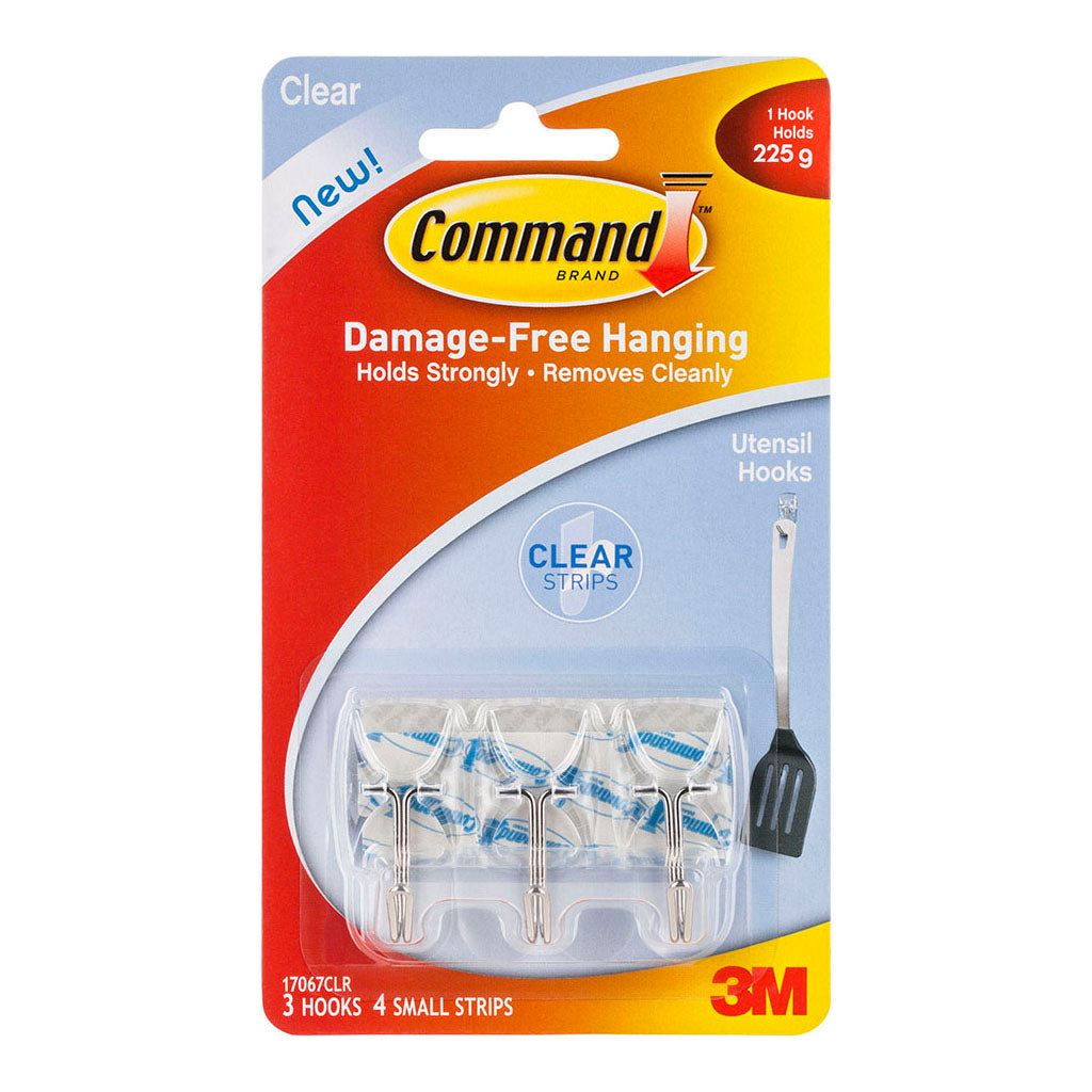 Command Hook 17067CLR Small Clear Wire Utensil Pk/3