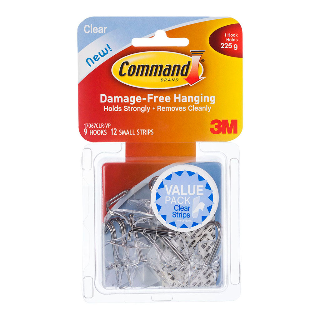 Command Hook 17067CLR-VP Small Clear Wire Utensil Value Pk/9