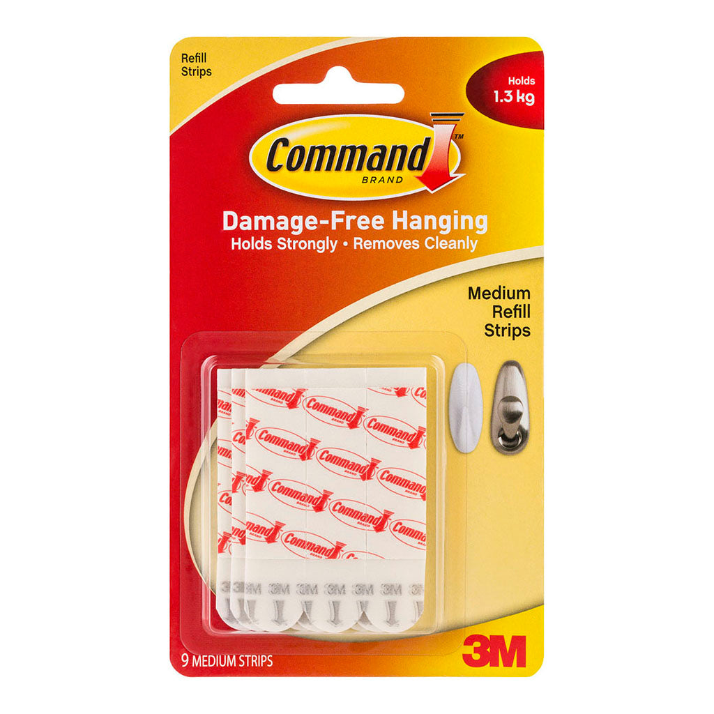 Command Strips Refill 17021P Medium White Pk/9