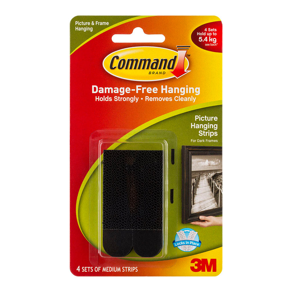 Command Strips Picture Hanging 17201BLK Medium Black Pk/4 Pairs