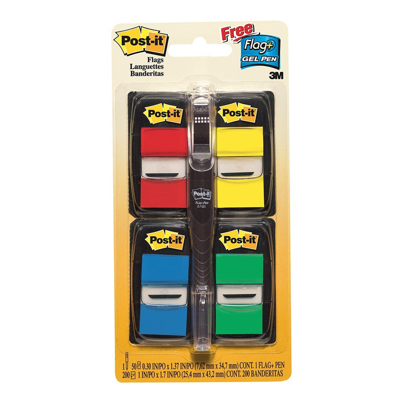 Post-it Flags 680-RYBGVA 25x43mm Primary Value Pack of 4