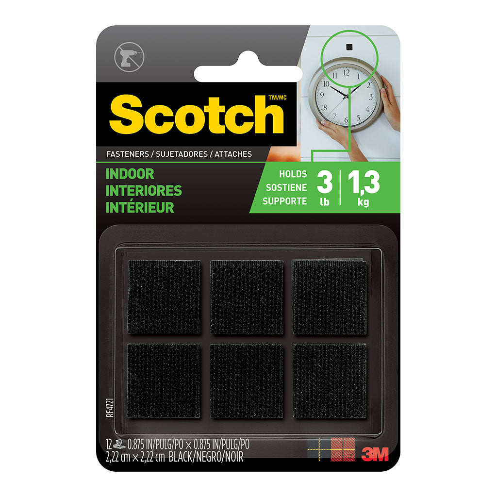 Scotch Fastener RF4721 Indoor 22mm x 22mm Black Pk/6 Sets