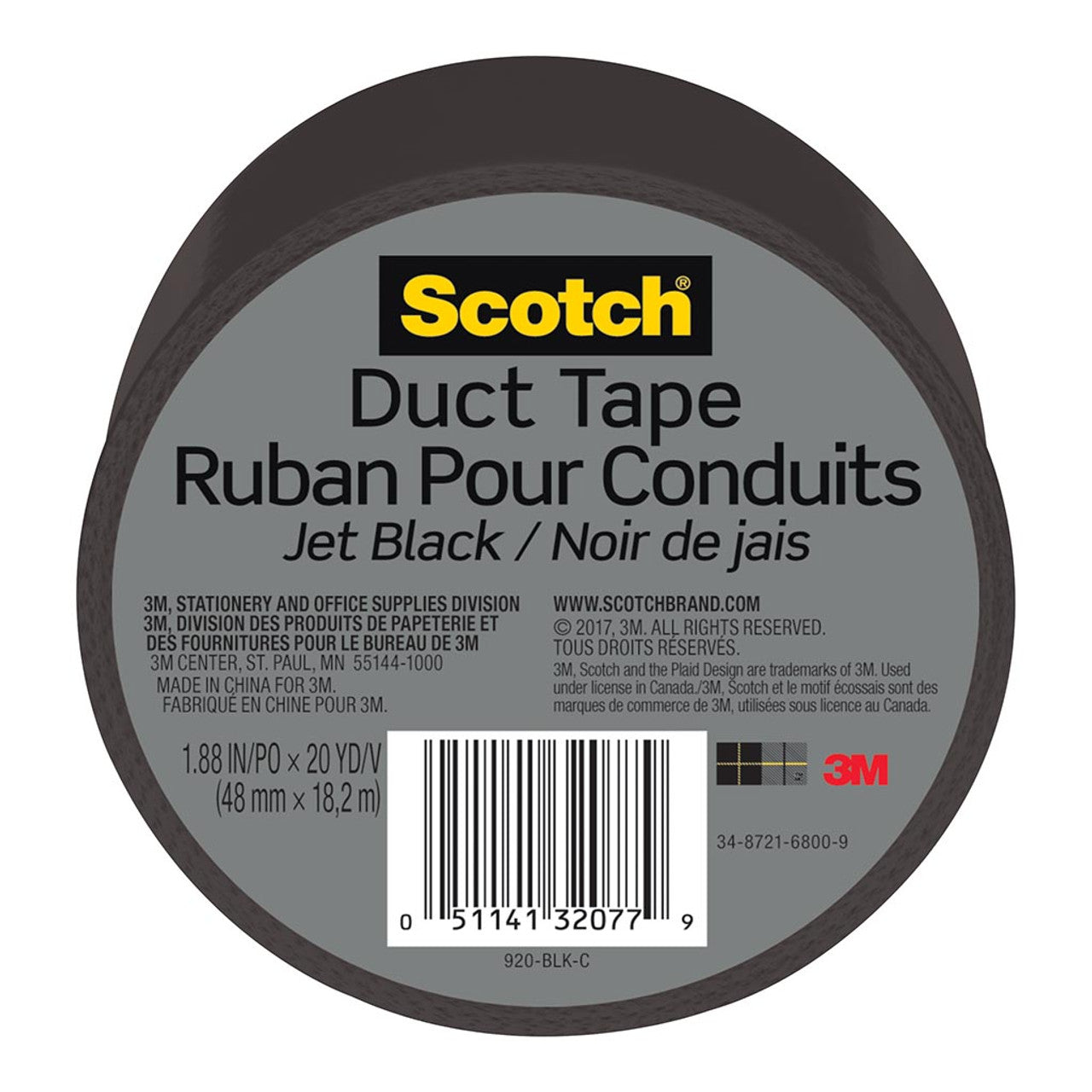 Scotch Duct Tape 920-BLK 48mm x 18.2m Jet Black
