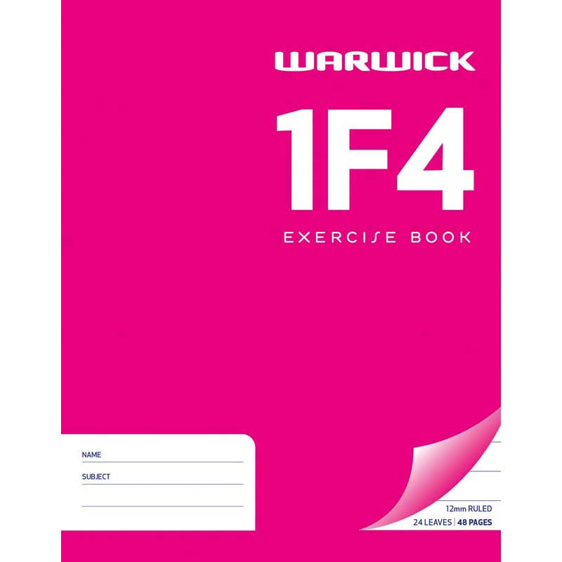 Warwick Exercise Book 1F4 24 Leaf Ruled 12mm 230 x 180mm