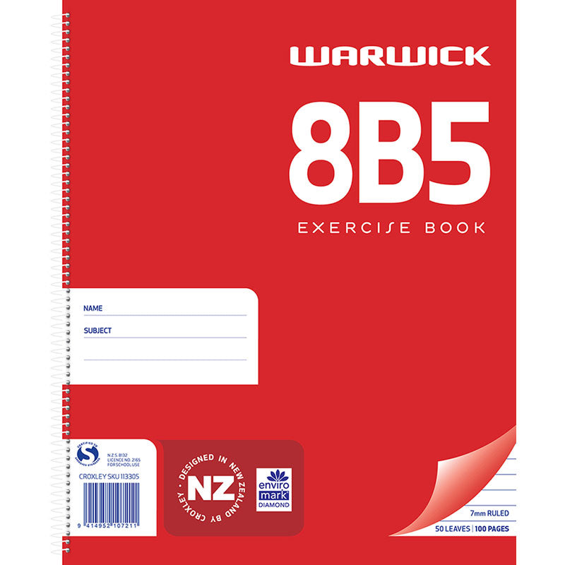 Warwick Notebook 8B5 50 Leaf Spiral Ruled 7mm 255x205mm
