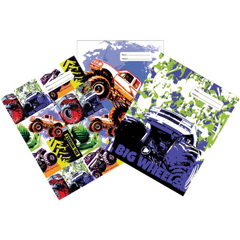 Spencil Big Wheels II Book Cover A4 Pack 3 Assorted