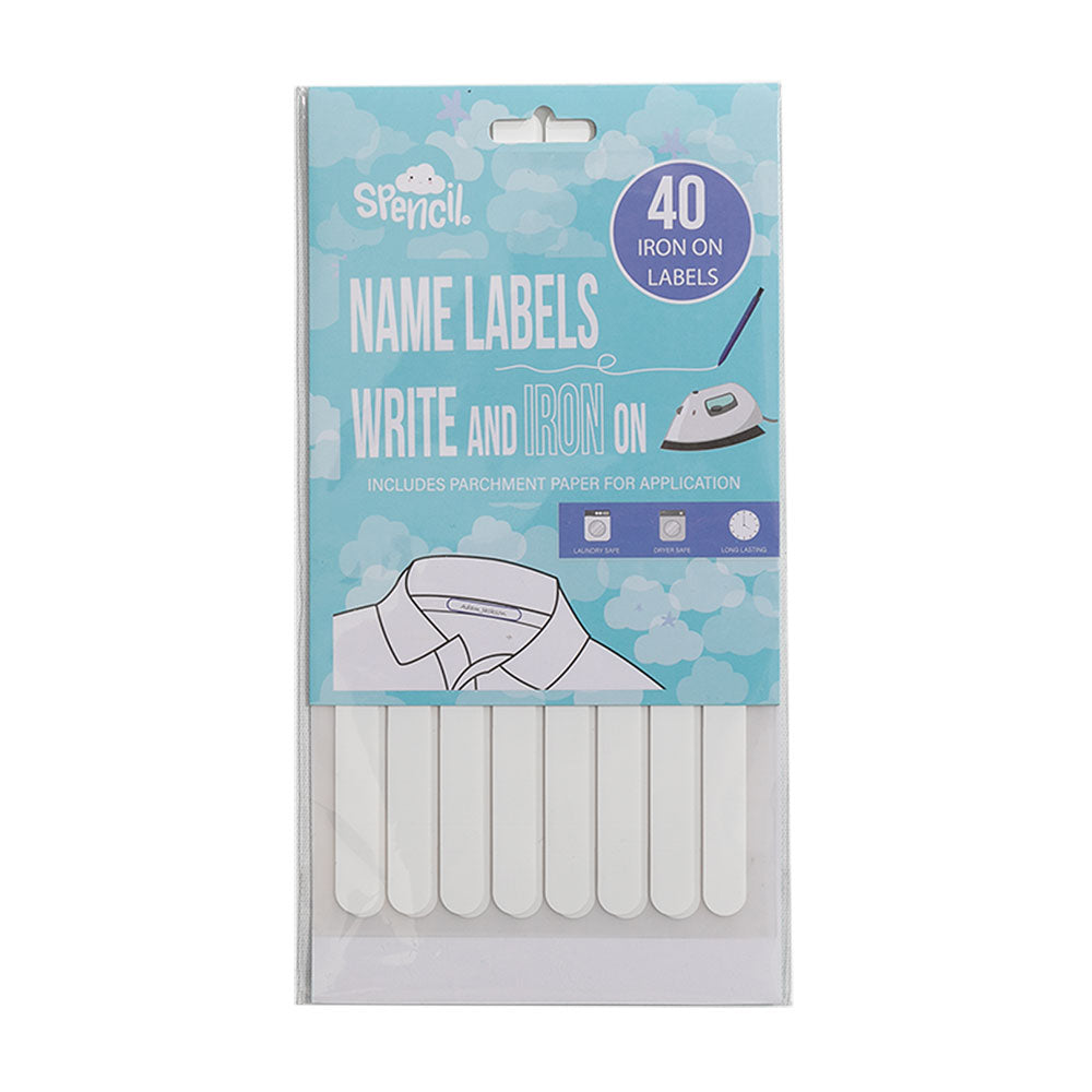 Spencil Write and Iron On Name Labels 40pk White