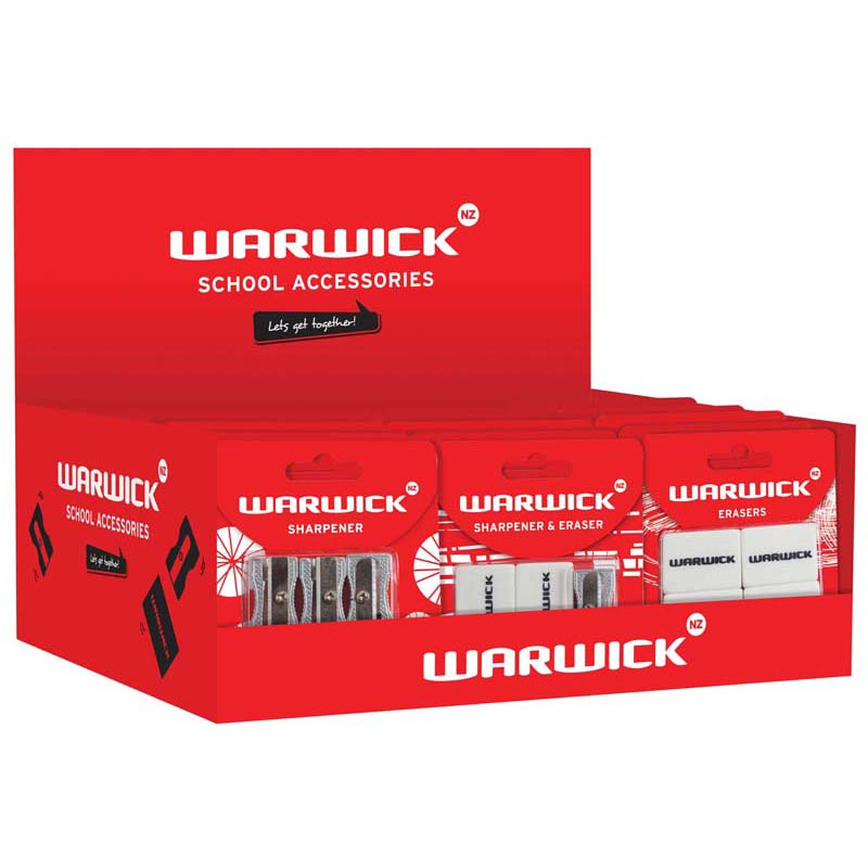 Warwick Eraser Display Sharpeners Hangsell 15x117376 15x117378 24x117375