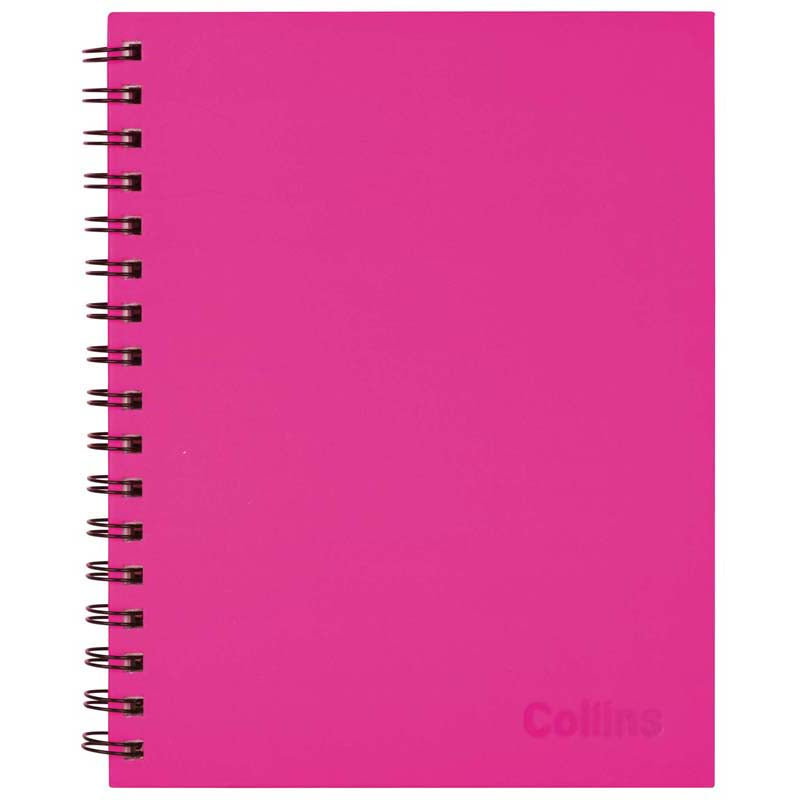 Collins Notebook Wiro A4 Shocking Pink Side Opening 7mm Ruled 100 Leaf