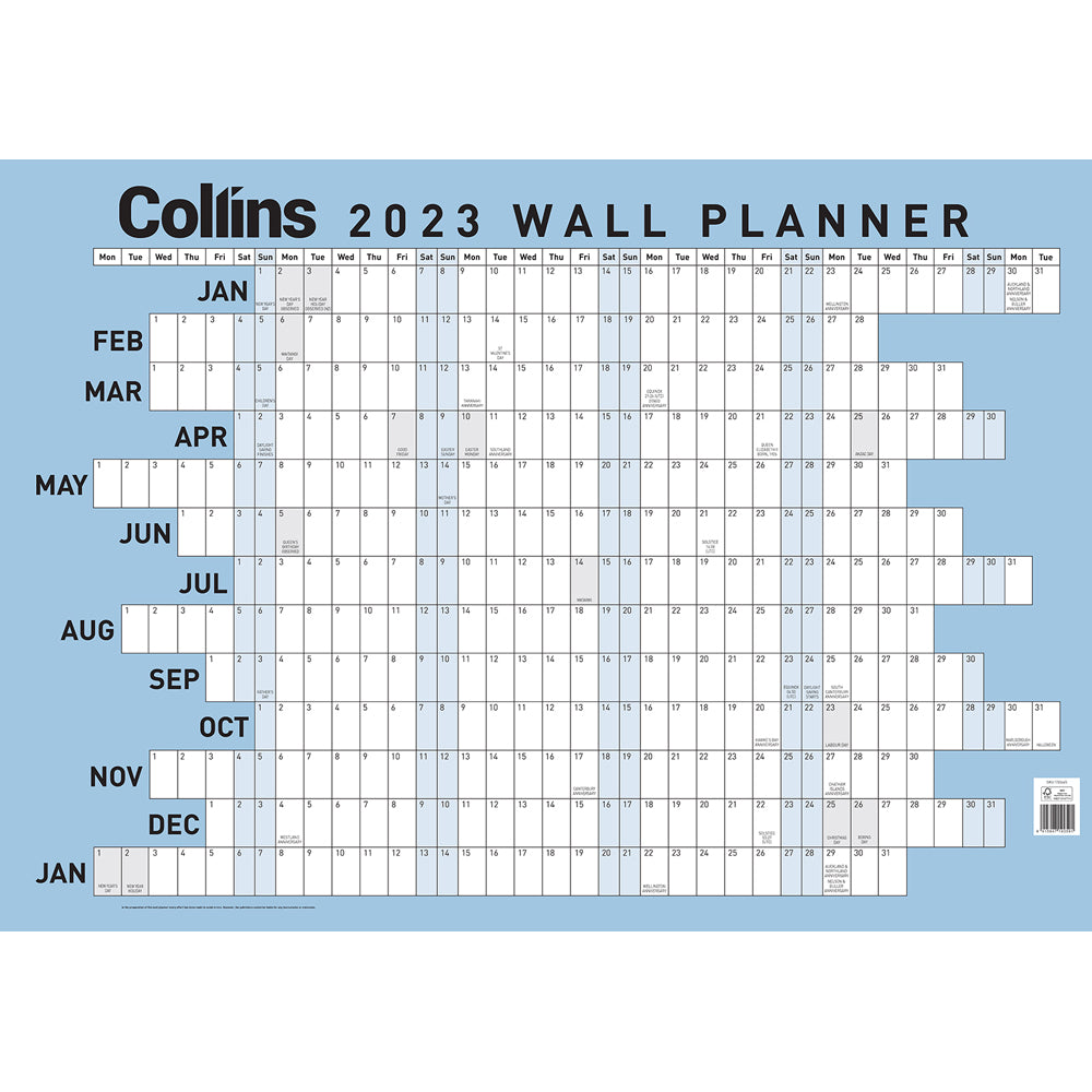 Collins Wallplanner Large 700x990mm Unlaminated Odd Year