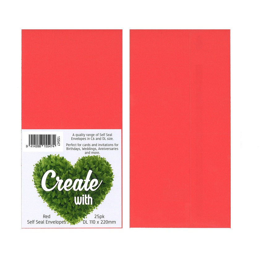 CREATE WITH DL ENVELOPES 25PK RED