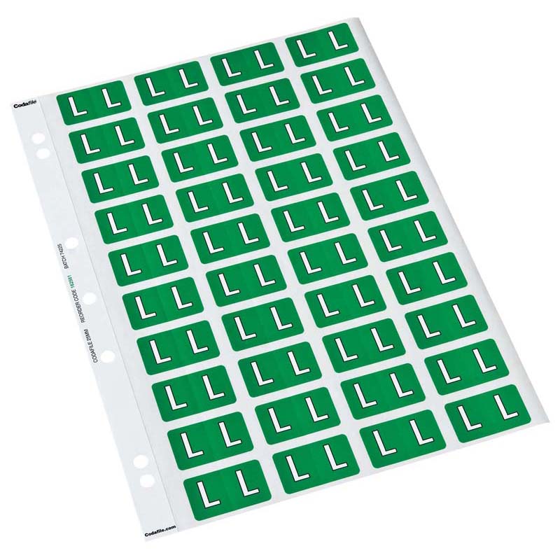 Codafile Label Alpha L 25mm Pack 5 Sheets