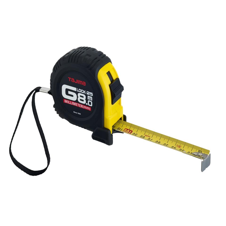 Tajima G Lock Measuring Tape 25mm x 8m Yellow