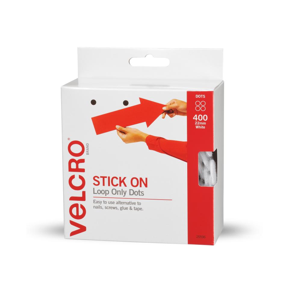 Velcro Brand Loop Only White Spots 22mm Pack 400