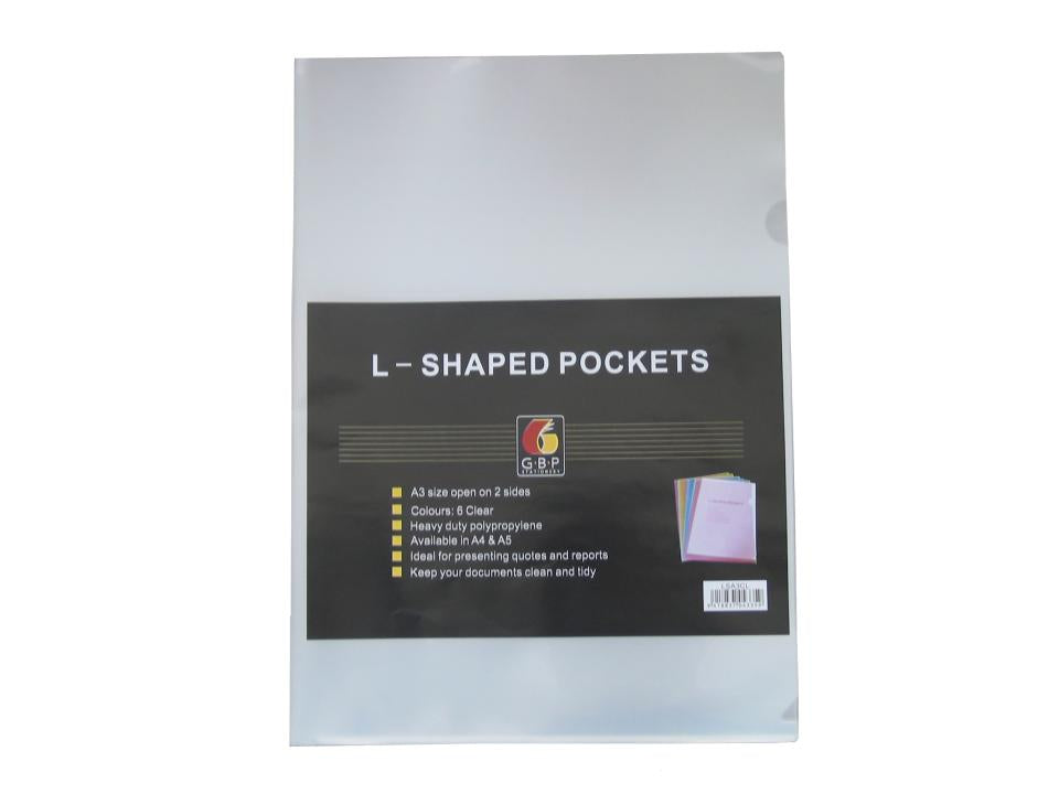 "A3" L-Shaped Pocket Clear Pkt 6