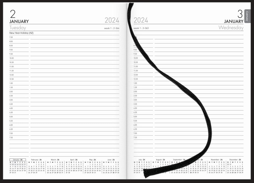 Collins 2024 PVC Limp Cover Diary A5 Day To Page Black